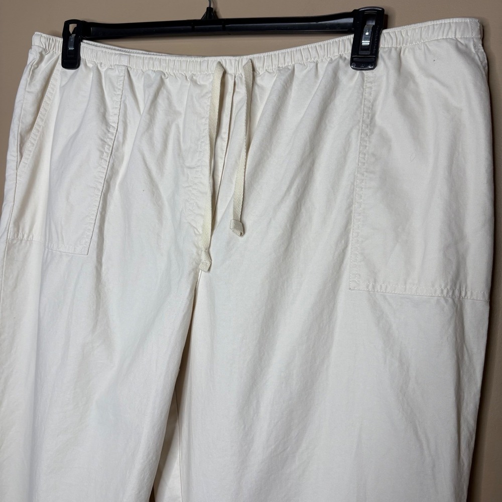LL Bean Classic Fit Beige Cotton Pull On Drawstring Pants 2X Plus Casual Comfort - Picture 4 of 9